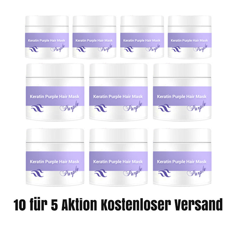 🔥Kaufe 5, erhalte 5 gratis🔥Lila Keratin Haarmaske – Schützt die Farbe & Neutralisiert Brass- und Gelbtöne für blondes, silbernes und graues, gesträhntes Haar