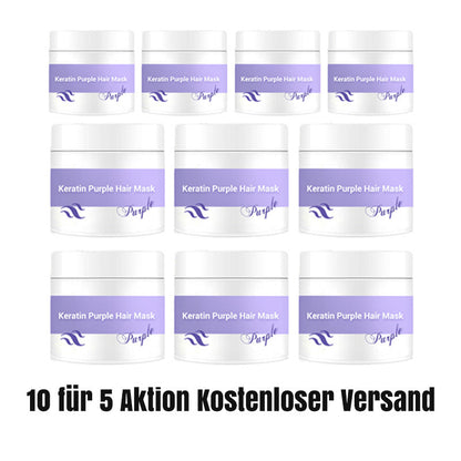 🔥Kaufe 5, erhalte 5 gratis🔥Lila Keratin Haarmaske – Schützt die Farbe & Neutralisiert Brass- und Gelbtöne für blondes, silbernes und graues, gesträhntes Haar