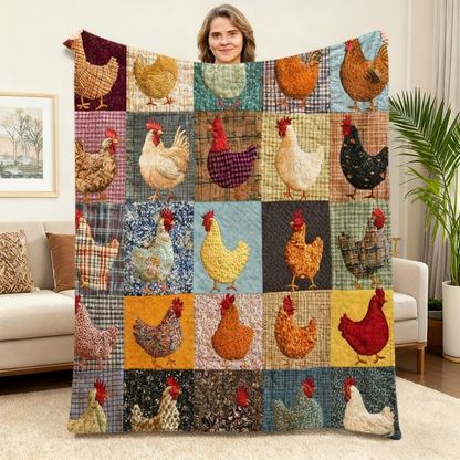 🐔 50% RABATT! 🛋️ Vintage Flanelldecke mit Hühnermuster – Weich, kuschelig & charmant – Ideal für Sofa, Bett & gemütliche Stunden ✨