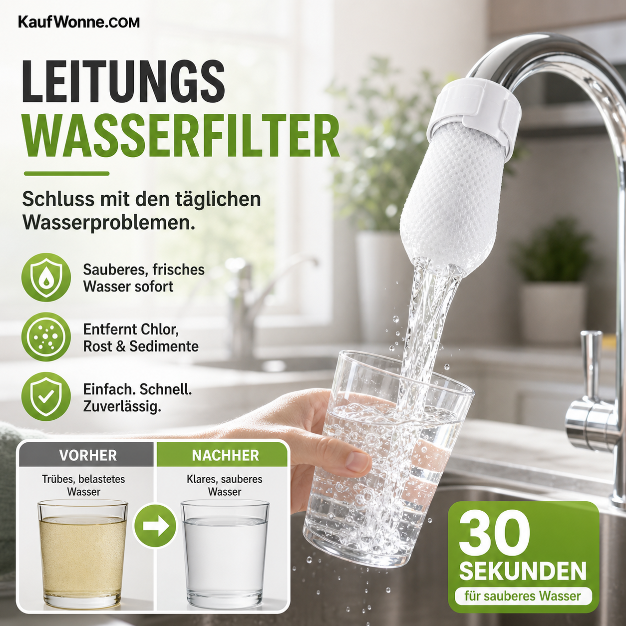 🔥💞 50K+ VERKAUFT! ⚡💧Spritzschutzfilter für Küchenarmaturen zur Entfernung von Ablagerungen und Rost