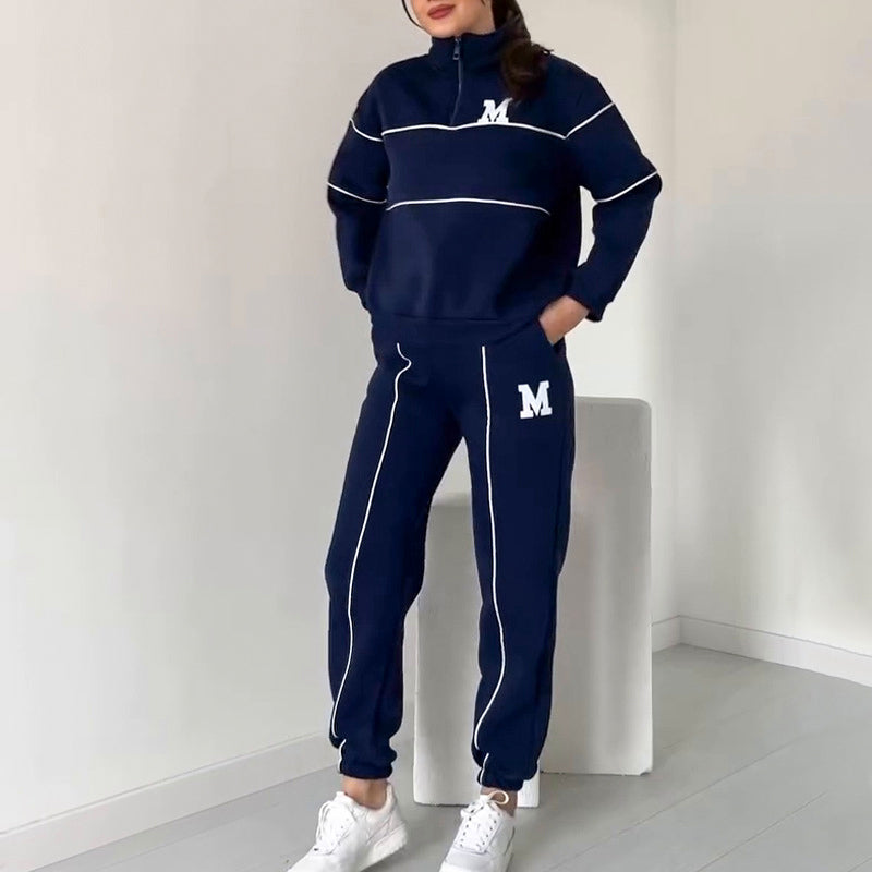 Lässiges Sweatshirt 2-teiliges Set mit Linie