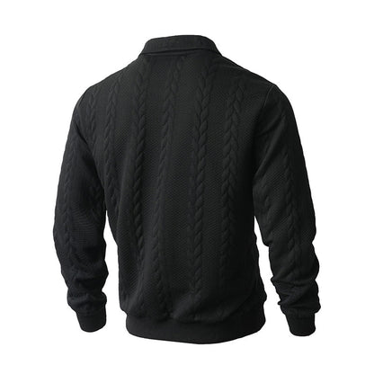 👔🧶 Lässiger Herrenpullover mit Halbreißverschluss – Zopfmuster für Wärme & Stil! Perfekt für Arbeit ✨ und Freizeit 🌿 aus nachhaltiger Baumwolle.