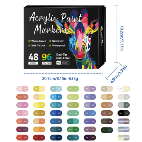 🎨 50% RABATT! 🖌️ Acrylstift-Marker – Zwei Spitzen & farbenfroh ✨