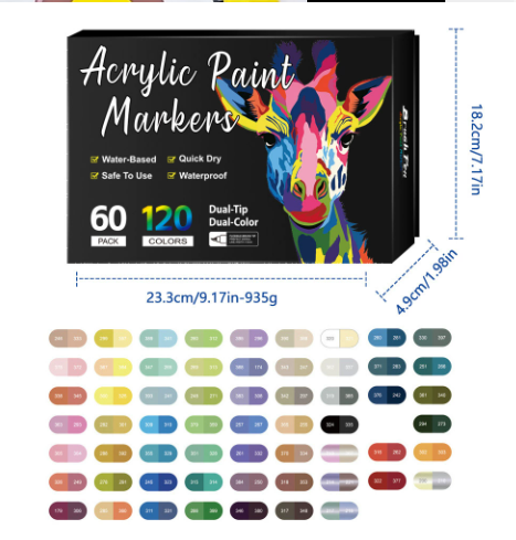🎨 50% RABATT! 🖌️ Acrylstift-Marker – Zwei Spitzen & farbenfroh ✨