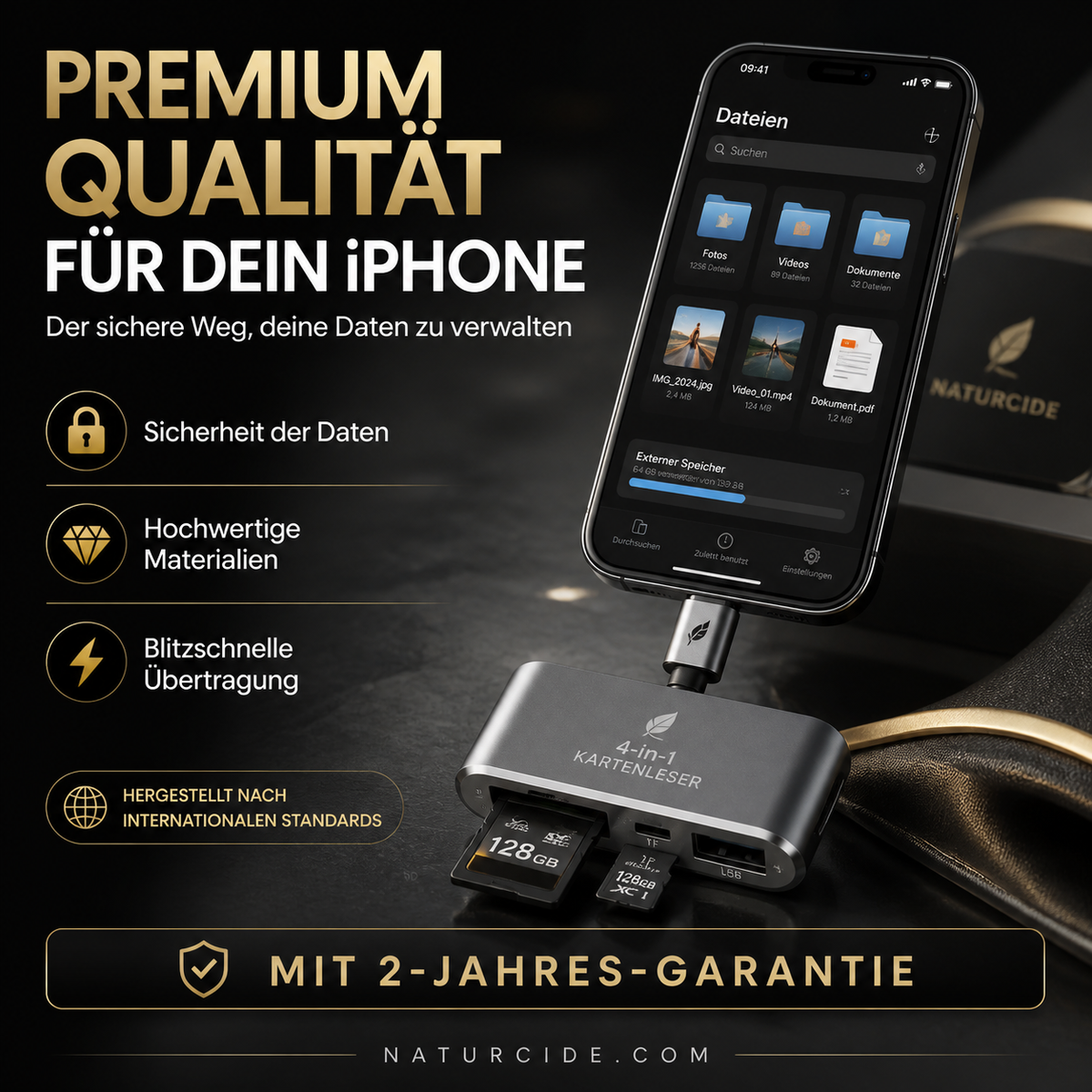 🛍️ 60 % Rabatt – 3-in-1 Speicherkartenleser für Handy & Tablet – USB-C, Lightning, USB-A – Plug & Play für iPhone , Android, PC & Mac 📱