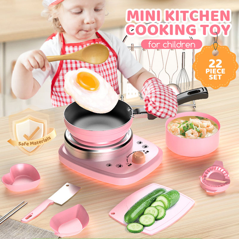 🔥 50% RABATT! 🎁👧🏻 Realistisches Mini-Kochset – Komplettes 22-teiliges Set mit Herd und Küchenutensilien für Kinder | Perfekt als Geschenk 🍳👨‍🍳