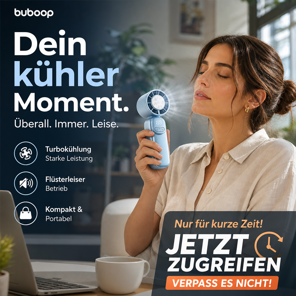 🌬️✨ 50 % Rabatt! Der tragbare Mini-Handventilator von BUBOOP mit präziser Geschwindigkeitsregelung, LED-Anzeige, im Taschenformat und extrem langer Akkulaufzeit – ideal für Reisen, den Sommer, Konzerte und den Weg zur Arbeit