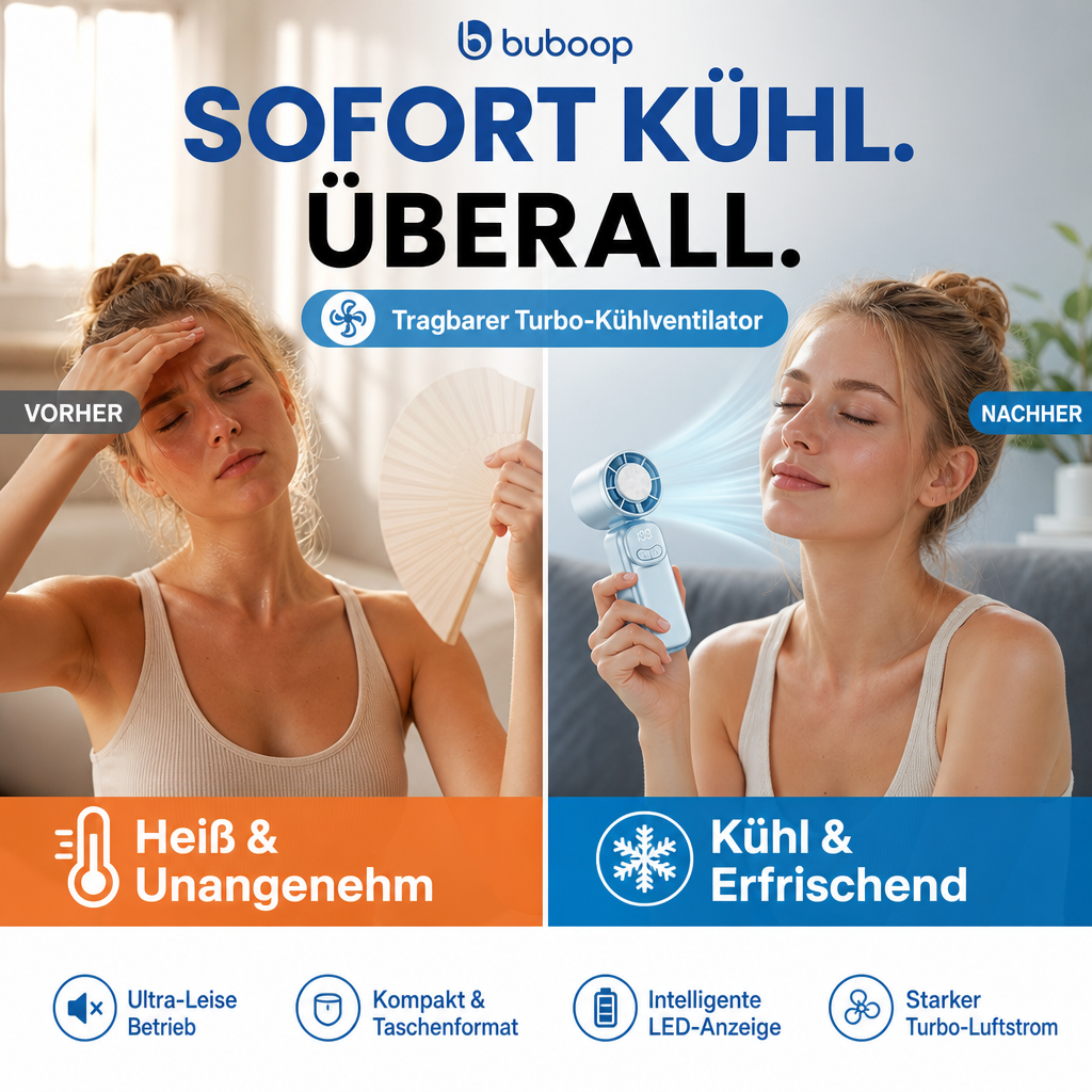 🌬️✨ 50 % Rabatt! Der tragbare Mini-Handventilator von BUBOOP mit präziser Geschwindigkeitsregelung, LED-Anzeige, im Taschenformat und extrem langer Akkulaufzeit – ideal für Reisen, den Sommer, Konzerte und den Weg zur Arbeit