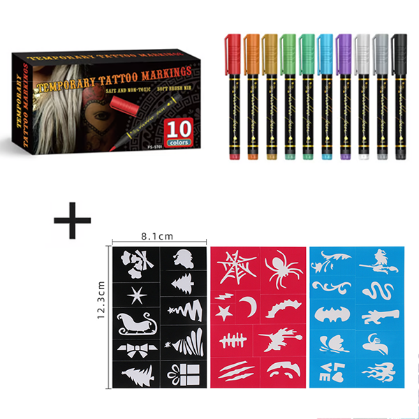 🎨Jetzt 50 % Rabatt! Temporäre Tattoo-Stifte für die Haut – Langanhaltende, wasserfeste Körperkunst-Tattoo-Stifte, DIY-Set für temporäre Tattoos für Partys, Festivals, Halloween & Cosplay
