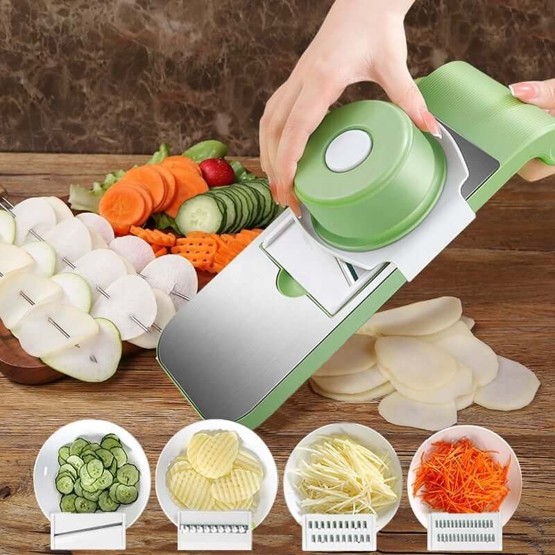 🔥 KAUFE 2, ERHALTE 1 GRATIS! 🥕 Multifunktionaler Gemüseschneider – 6-in-1, Sicherheitsmesser & Rutschfeste Basis für Schnelles Schneiden 🍓✨📦