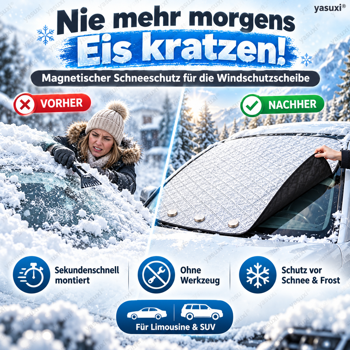 ⚡ Magnetischer Schneeschutz für Ihr Auto – schnell, werkzeuglos und winterfest ❄️🚗