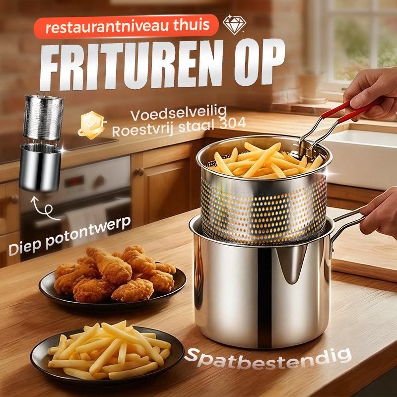 🍳 50% RABATT! 🍟 Multifunktionale Fritteuse aus Edelstahl 304 – Robust, hitzebeständig & vielseitig – Ideal für knuspriges Frittieren zu Hause ✨