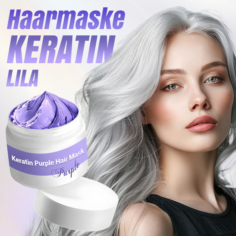🔥Kaufe 5, erhalte 5 gratis🔥Lila Keratin Haarmaske – Schützt die Farbe & Neutralisiert Brass- und Gelbtöne für blondes, silbernes und graues, gesträhntes Haar