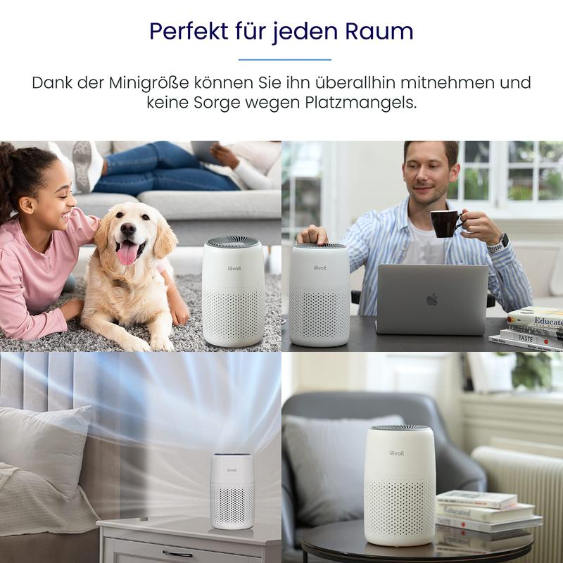 🔥 Luftreiniger Allergiker mit Aromatherapie, HEPA Luftfilter gegen Schimmel, Staub und Tierhaare bis zu 0,3 µm für Schlafzimmer, 7 Watt Energiesparend, 3 Geschwindigkeiten