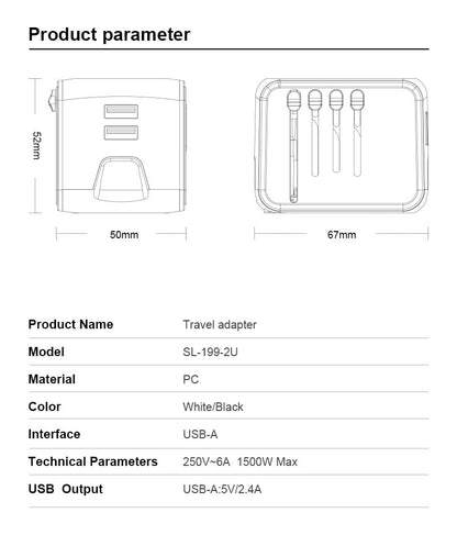 ✈️Internationaler Reise-Schnellladeanschluss 4USB-Port Anti-Single-Plug Smart Chip Global Universal Conversion Plug Travel Assistant🔋