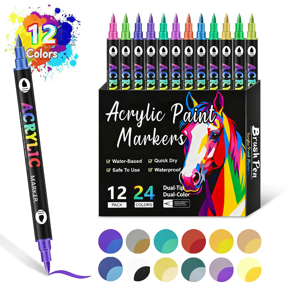 🎨 50% RABATT! 🖌️ Acrylstift-Marker – Zwei Spitzen & farbenfroh ✨