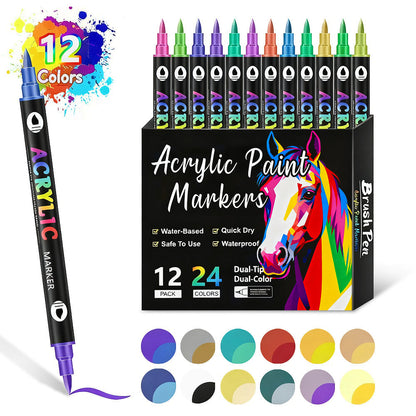 🎨 50% RABATT! 🖌️ Acrylstift-Marker – Zwei Spitzen & farbenfroh ✨