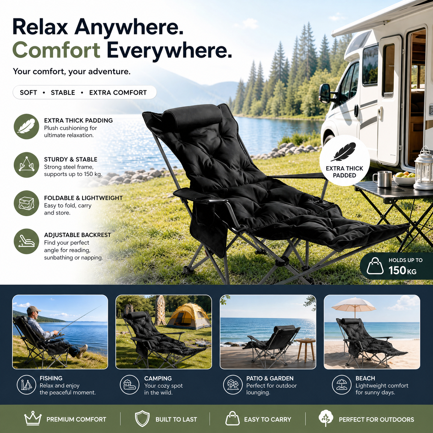 🪑 50% RABATT! 🏕️ Outdoor-Klappstuhl