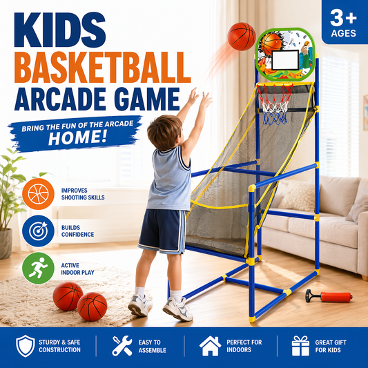 🏀⛹️ Indoor-Basketball-Arcade-Spiel mit 4 Bällen – kinderfreundliches Korbspiel für Zuhause 🎯🏀 perfekt für Spielzimmer & Party, fördert Motorik, unzerbrechlicher Rahmen, sofort spielbereit!