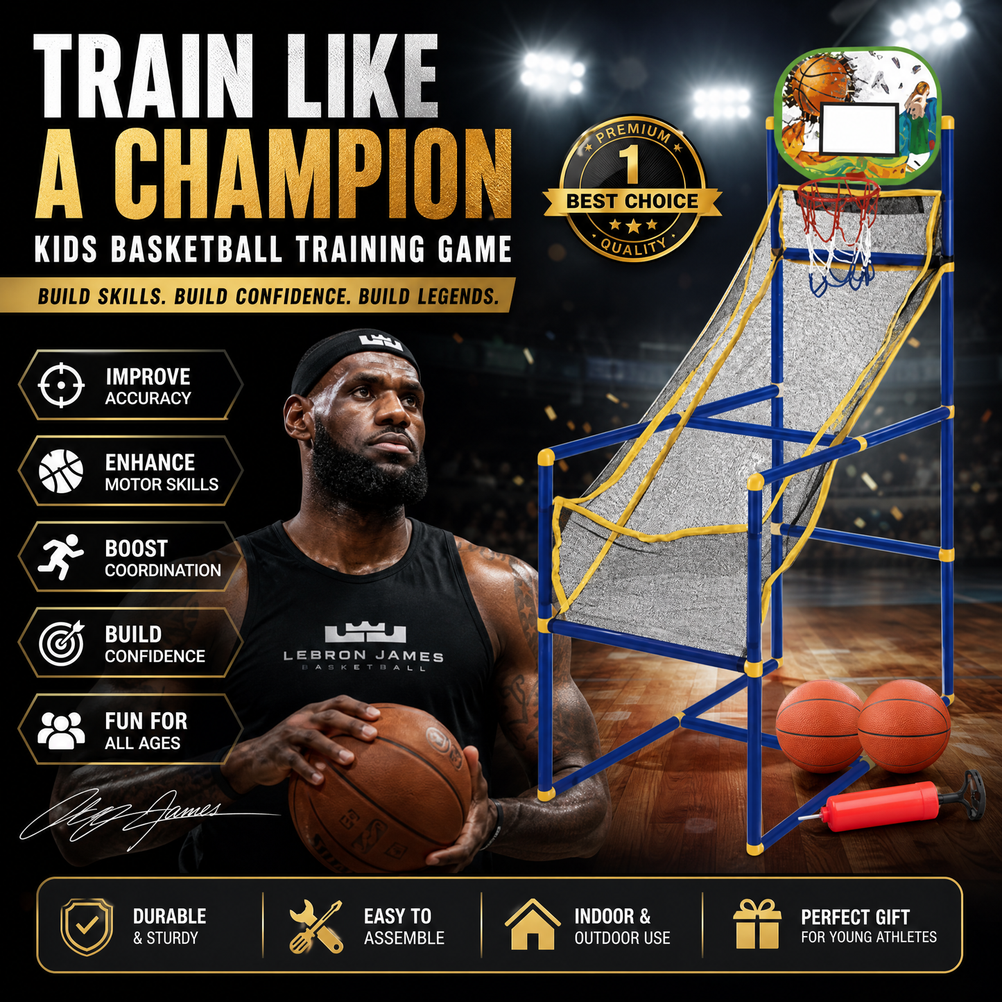 🏀⛹️ Indoor-Basketball-Arcade-Spiel mit 4 Bällen – kinderfreundliches Korbspiel für Zuhause 🎯🏀 perfekt für Spielzimmer & Party, fördert Motorik, unzerbrechlicher Rahmen, sofort spielbereit!