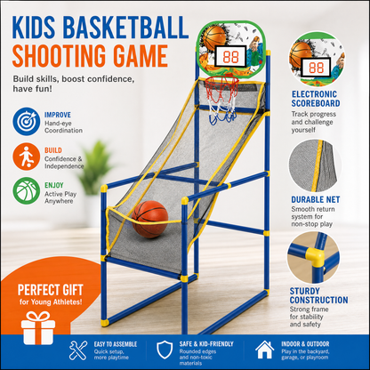 🏀⛹️ Indoor-Basketball-Arcade-Spiel mit 4 Bällen – kinderfreundliches Korbspiel für Zuhause 🎯🏀 perfekt für Spielzimmer & Party, fördert Motorik, unzerbrechlicher Rahmen, sofort spielbereit!
