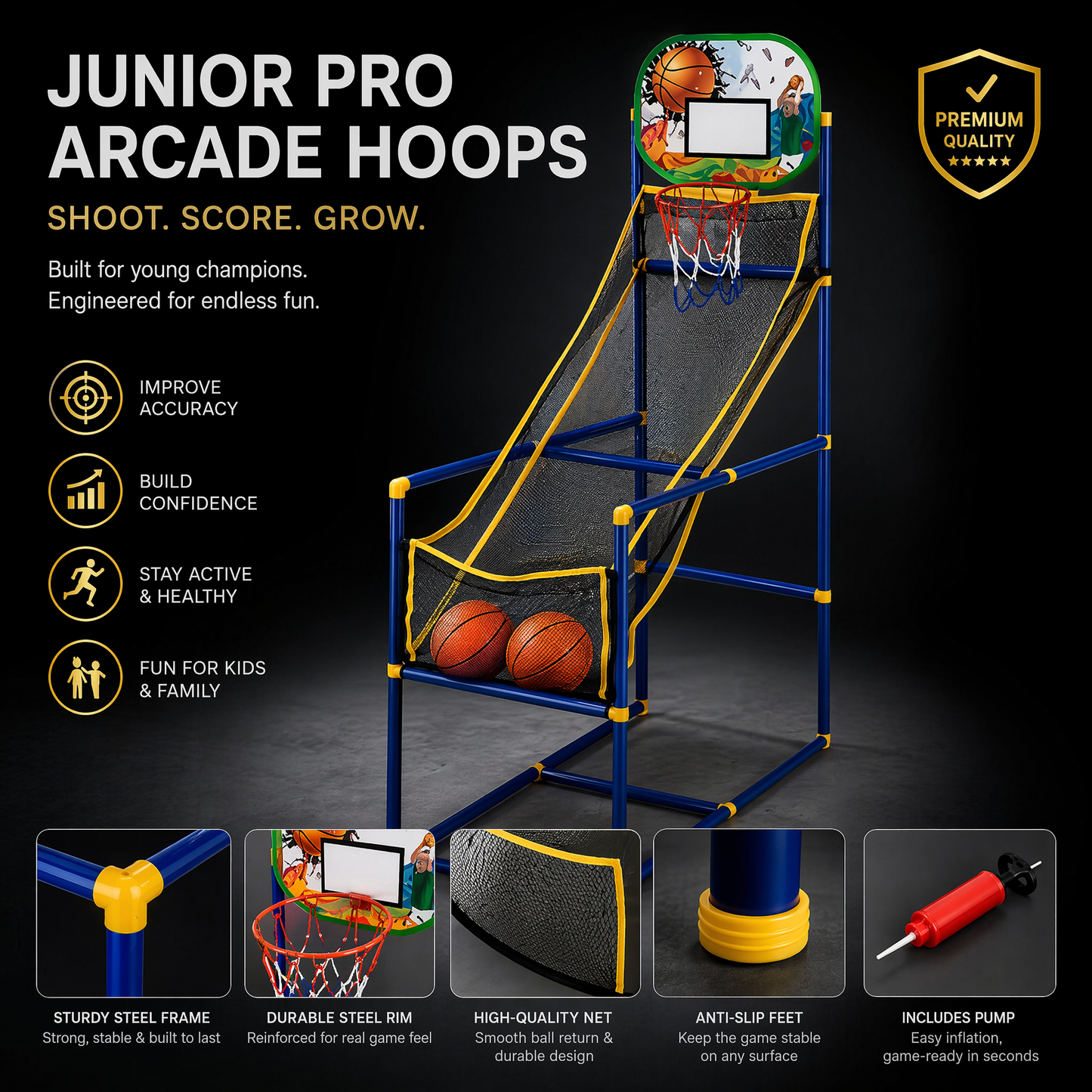 🏀⛹️ Indoor-Basketball-Arcade-Spiel mit 4 Bällen – kinderfreundliches Korbspiel für Zuhause 🎯🏀 perfekt für Spielzimmer & Party, fördert Motorik, unzerbrechlicher Rahmen, sofort spielbereit!