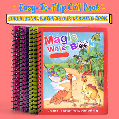 🎨 50% RABATT! ✨ MAGISCHE MALPUZZLE - WASSERFARBBUCH MIT 4 PINSELN, Lernspielzeug für Kinder ab 3 Jahren, Kreatives Beschäftigungsset 🖌️📚
