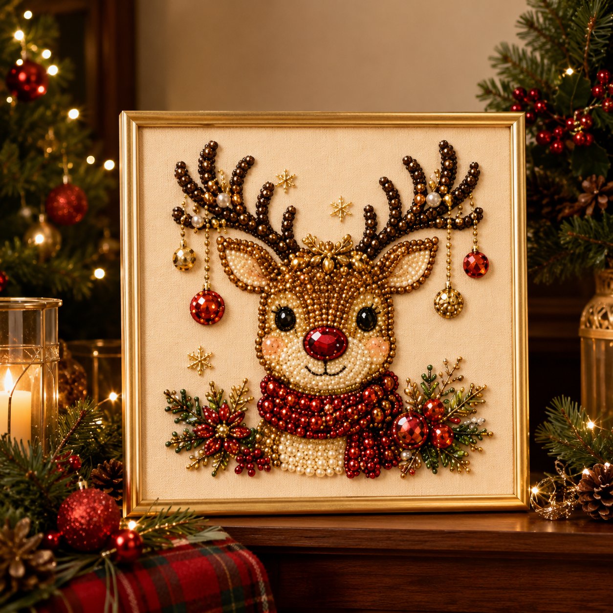 ❄️Sommerfrische 50 % Rabatt!💎DIY-Weihnachts-Diamond-Painting mit Perleffekt – Kreatives Bastelset mit Rahmen für festliche Dekoration