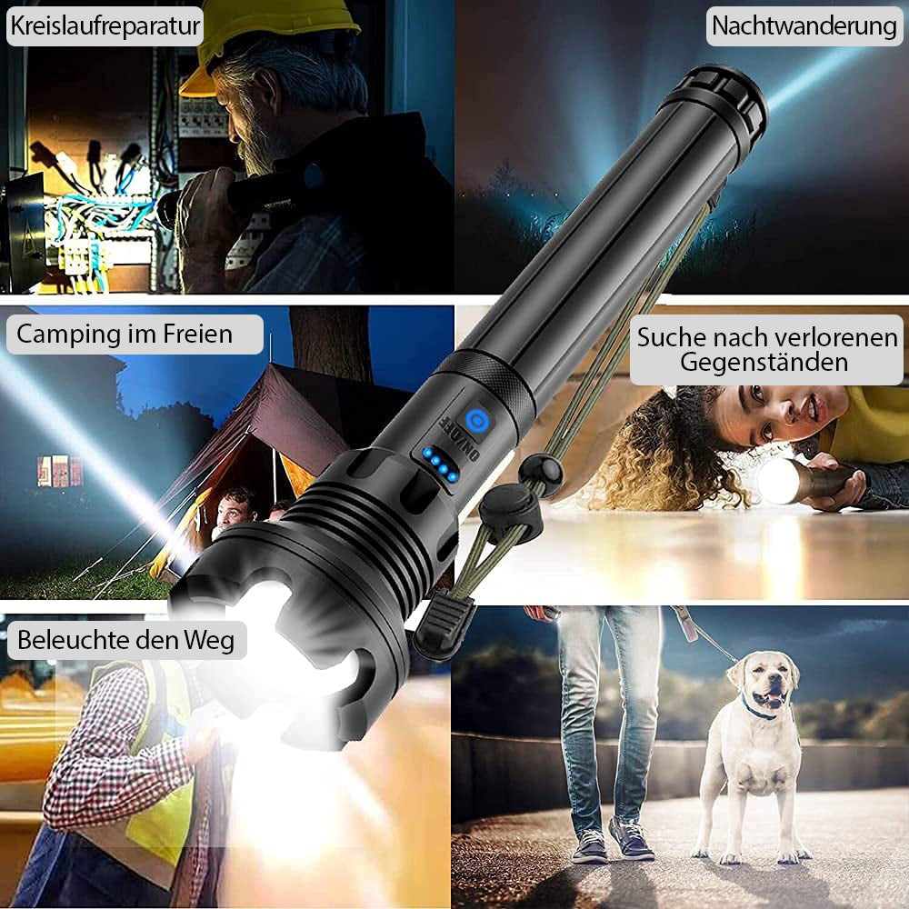 🔦50 % Rabatt! 🎉 Wiederaufladbare Taschenlampe mit 90.000 Lumen – Extrem hell, wasserdicht und mit langer Akkulaufzeit 📦