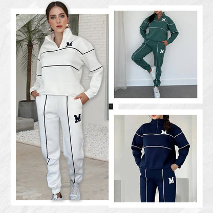 Lässiges Sweatshirt 2-teiliges Set mit Linie