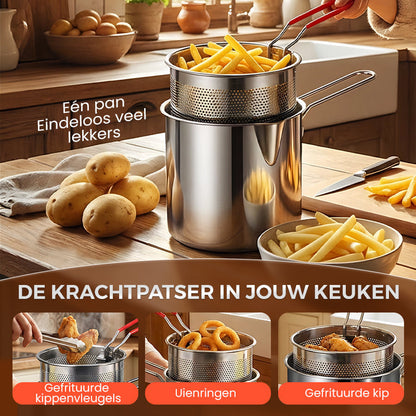 🍳 50% RABATT! 🍟 Multifunktionale Fritteuse aus Edelstahl 304 – Robust, hitzebeständig & vielseitig – Ideal für knuspriges Frittieren zu Hause ✨