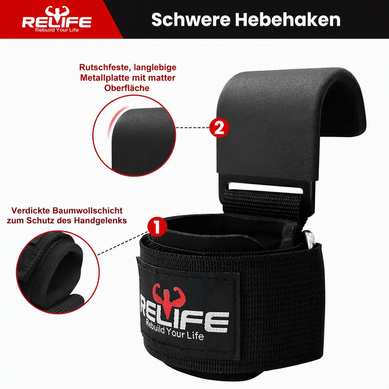 RELIFESPORTS Verstellbare Gewichtheber Handgelenkbänder (Paar) – Professionelle Wrist Straps & Lifting Grips für Krafttraining, Deadlifts, Klimmzüge und Fitnessstudio, Stabiler Handgelenkschutz für Damen und Herren