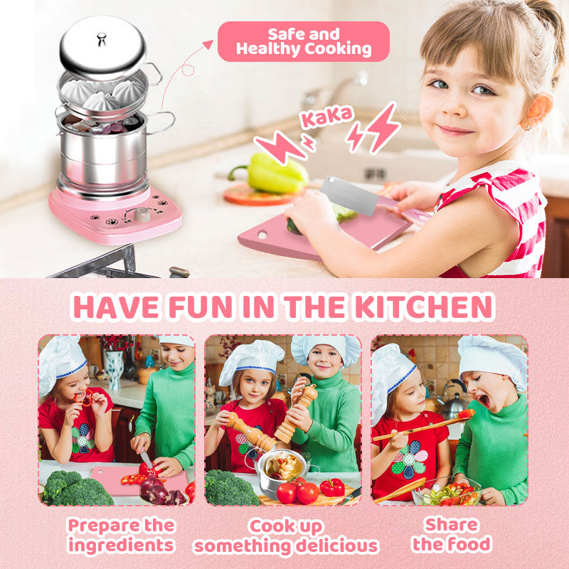 🔥 50% RABATT! 🎁👧🏻 Realistisches Mini-Kochset – Komplettes 22-teiliges Set mit Herd und Küchenutensilien für Kinder | Perfekt als Geschenk 🍳👨‍🍳