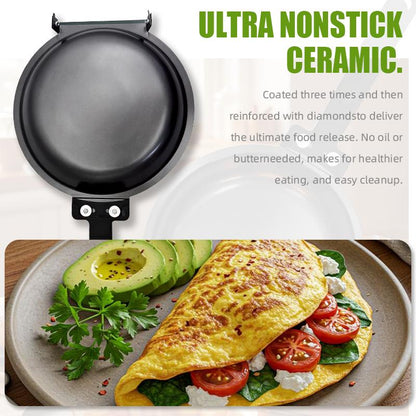 🔥 Antihaftbeschichtete Pfanne für zwei Zwecke – perfekt für Pfannkuchen, Steaks und Waffelhörnchen! 🥞🥩🍦