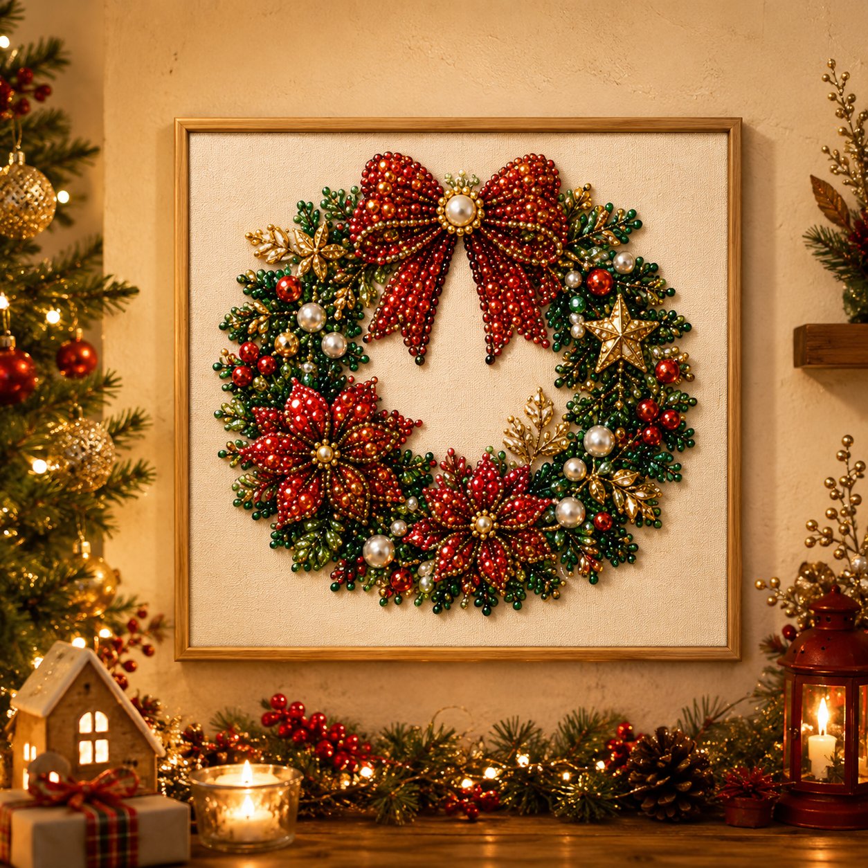 ❄️Sommerfrische 50 % Rabatt!💎DIY-Weihnachts-Diamond-Painting mit Perleffekt – Kreatives Bastelset mit Rahmen für festliche Dekoration