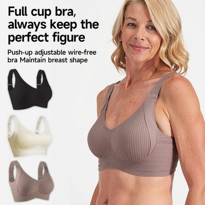 🔥50% Rabatt für begrenzte Zeit💕Gerippter Push-up-BH für Frauen, verstellbar, kabellos