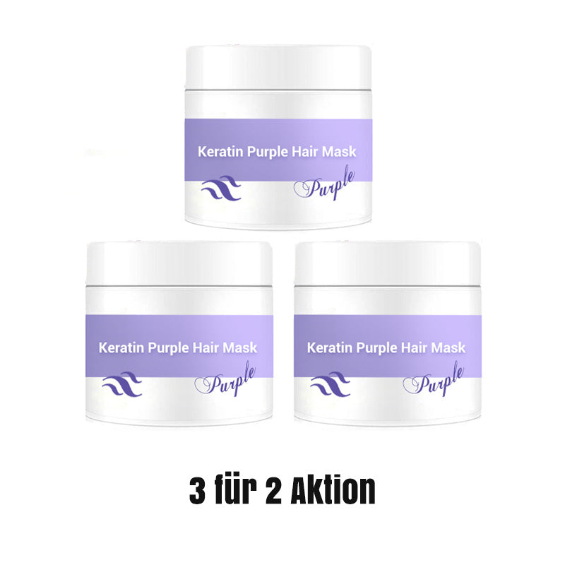 🔥Kaufe 5, erhalte 5 gratis🔥Lila Keratin Haarmaske – Schützt die Farbe & Neutralisiert Brass- und Gelbtöne für blondes, silbernes und graues, gesträhntes Haar