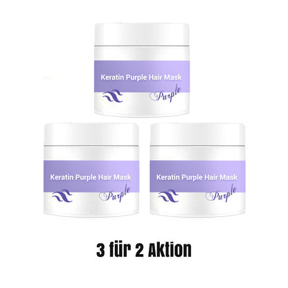 🔥Kaufe 5, erhalte 5 gratis🔥Lila Keratin Haarmaske – Schützt die Farbe & Neutralisiert Brass- und Gelbtöne für blondes, silbernes und graues, gesträhntes Haar