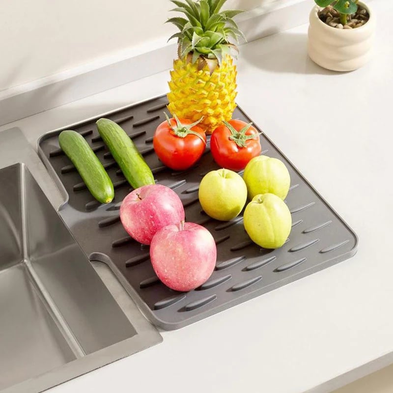 🍽️ JETZT 50 % RABATT! ✨ Spritzwassergeschützte Silikon-Arbeitsplatte – hitzebeständig (-40 °C bis 250 °C) mit Abtropffläche für bequemes Abwaschen und Trocknen 💧🧽