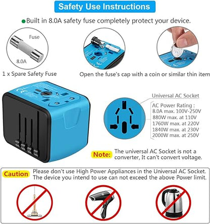 ✈️Internationaler Reise-Schnellladeanschluss 4USB-Port Anti-Single-Plug Smart Chip Global Universal Conversion Plug Travel Assistant🔋