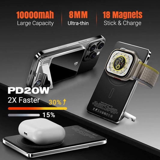 📢📢50 % Rabatt!!🥳💞 50K+ VERKAUFT! ⚡🔋 22,5 W 10.000 mAh Magnetisches Slim Powerbank