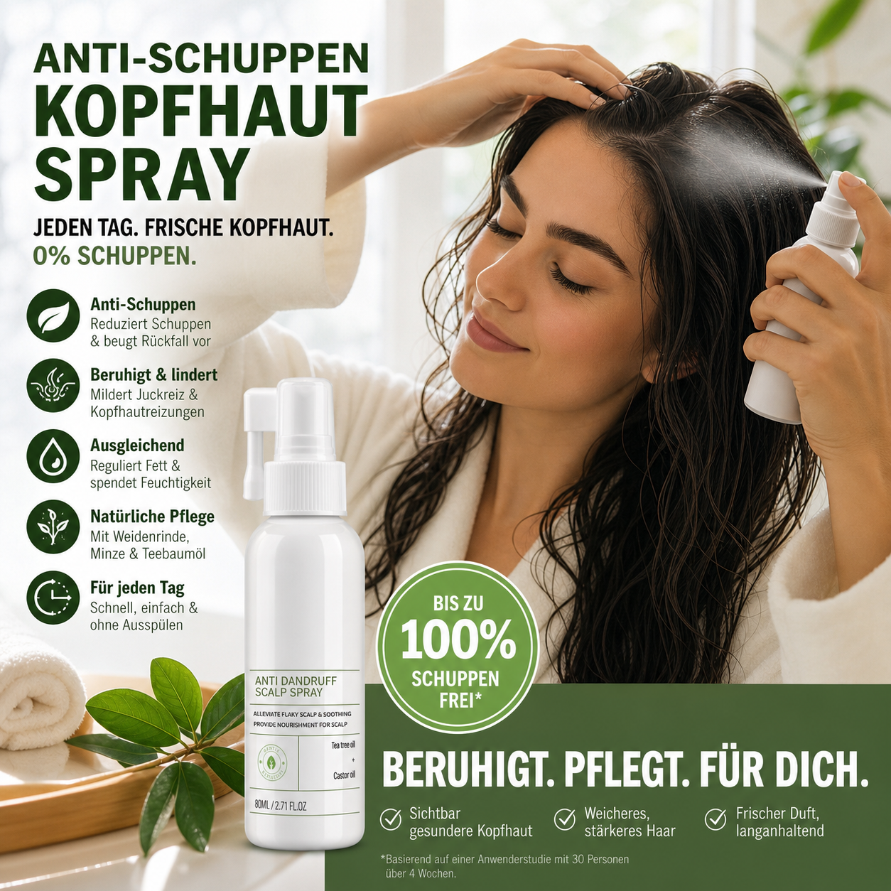 🛡️🌱 Kopfhautspray gegen Schuppen & Juckreiz – beruhigend, feuchtigkeitsspendend – für gesundes Haar! 💪