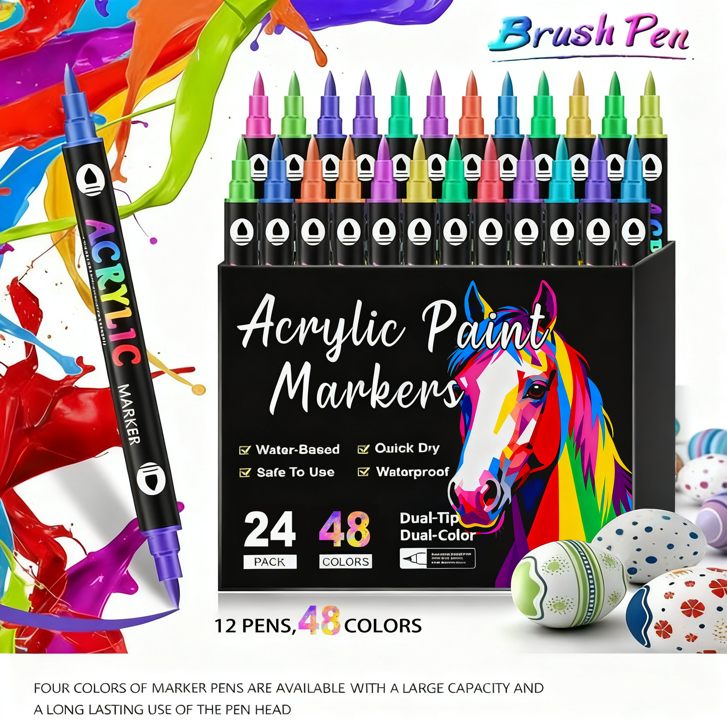🎨 50% RABATT! 🖌️ Acrylstift-Marker – Zwei Spitzen & farbenfroh ✨