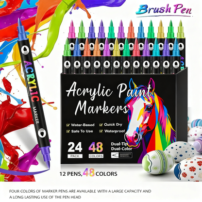 🎨 50% RABATT! 🖌️ Acrylstift-Marker – Zwei Spitzen & farbenfroh ✨