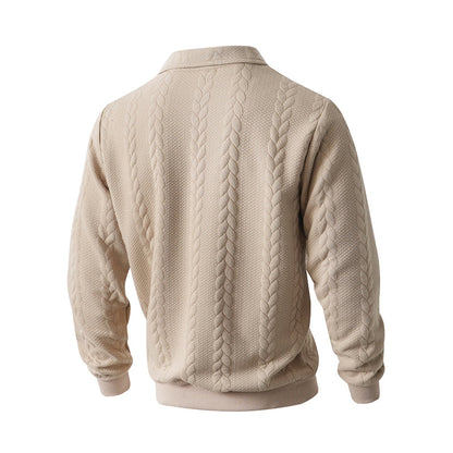 👔🧶 Lässiger Herrenpullover mit Halbreißverschluss – Zopfmuster für Wärme & Stil! Perfekt für Arbeit ✨ und Freizeit 🌿 aus nachhaltiger Baumwolle.