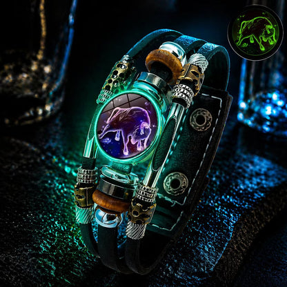 💥Last-Minute-Angebot – 50 % Rabatt ☪️Im Dunkeln leuchtendes Lederarmband mit Sternzeichen für Männer und Frauen (6,9/8,1 Zoll)♑️