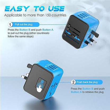 ✈️Internationaler Reise-Schnellladeanschluss 4USB-Port Anti-Single-Plug Smart Chip Global Universal Conversion Plug Travel Assistant🔋