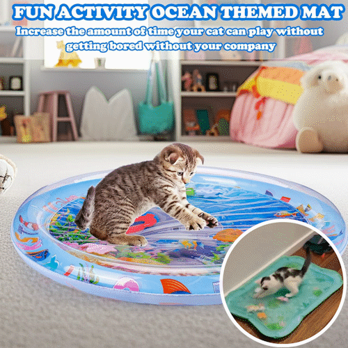 😻Wassermatte für Haustiere – interaktives Spielzeug mit schwimmenden Fischen + kühlende Sommermatte
