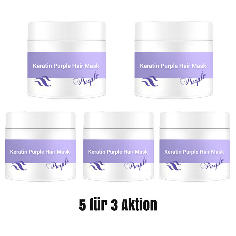 🔥Kaufe 5, erhalte 5 gratis🔥Lila Keratin Haarmaske – Schützt die Farbe & Neutralisiert Brass- und Gelbtöne für blondes, silbernes und graues, gesträhntes Haar