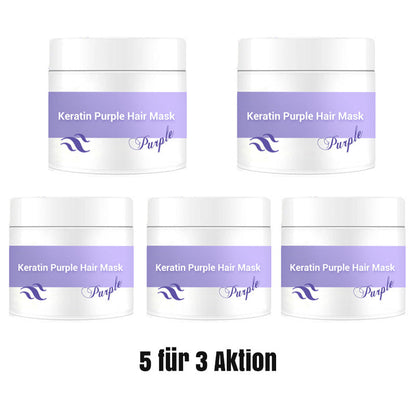 🔥Kaufe 5, erhalte 5 gratis🔥Lila Keratin Haarmaske – Schützt die Farbe & Neutralisiert Brass- und Gelbtöne für blondes, silbernes und graues, gesträhntes Haar